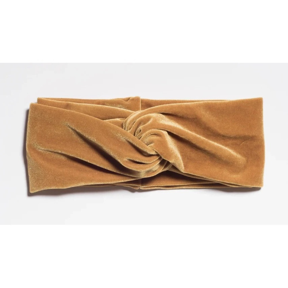 I'M WITH THE BAND Velvet Turban Headband Golden Mustard NWT Knot Boho Indie Luxe